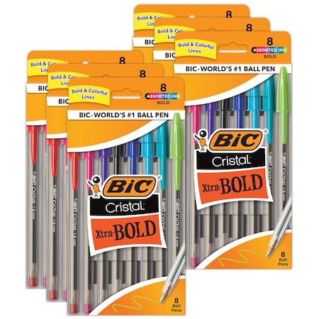 Bic Cristal Xtra Bold Fashion Bold Point 1.6mm 8 Colors, 48PK MSBAP8-AST